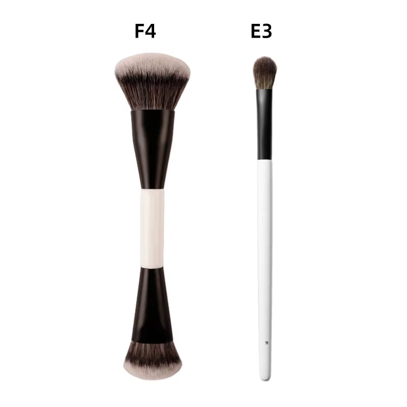 F4 Dual-Ended Foundation Face Brush Double-Ended Powder Blush Contour and Eyeshadow Concealer Makeup Brushes