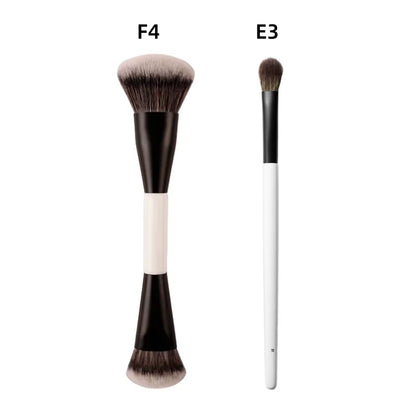 F4 Dual-Ended Foundation Face Brush Double-Ended Powder Blush Contour and Eyeshadow Concealer Makeup Brushes