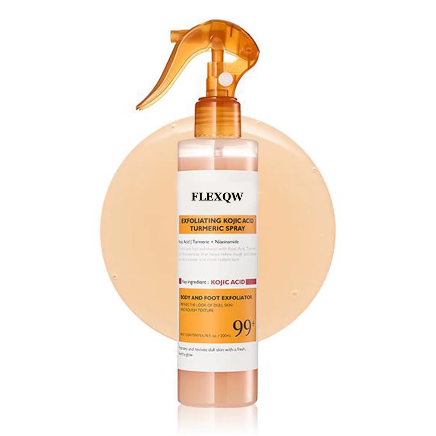 Kojic Acid Turmeric Body Scrub Spray: Deeply Cleanses and Moisturizes, Gently Removing Dead Skin Cells.