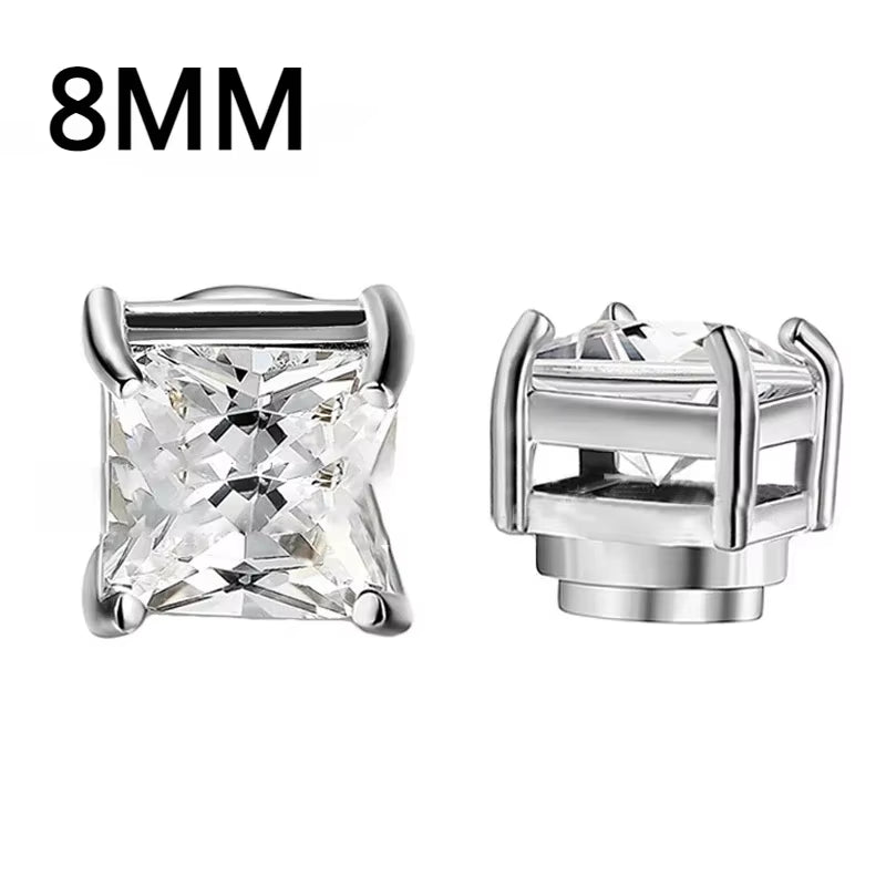1Pairs Crystal Strong Magnetic Ear Stud Clip Earrings for Men and Women Punk round Zircon Magnet Earrings Non Piercing Jewelry