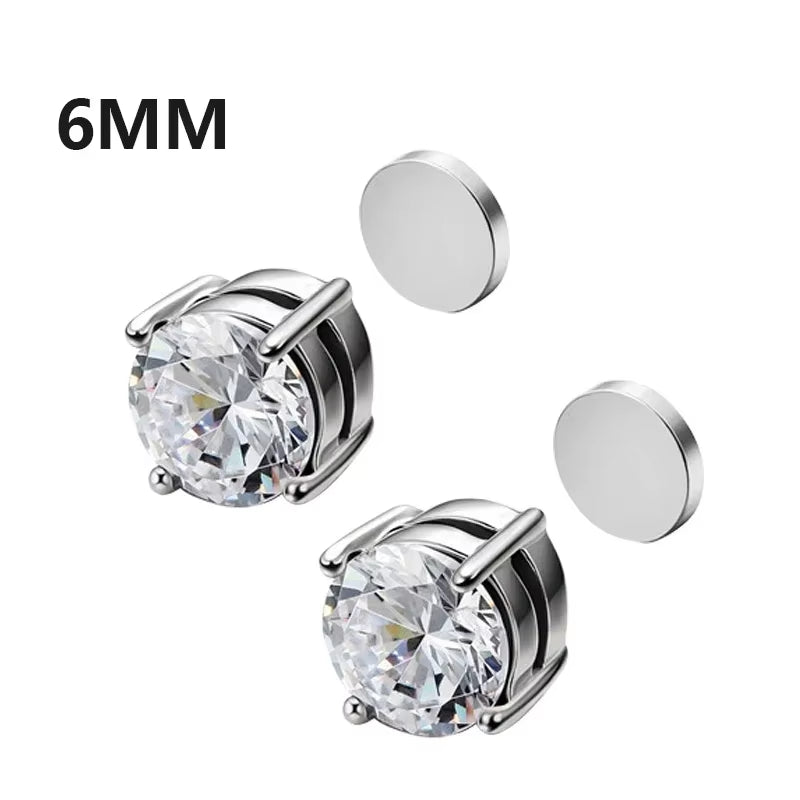1Pairs Crystal Strong Magnetic Ear Stud Clip Earrings for Men and Women Punk round Zircon Magnet Earrings Non Piercing Jewelry