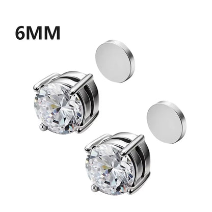 1Pairs Crystal Strong Magnetic Ear Stud Clip Earrings for Men and Women Punk round Zircon Magnet Earrings Non Piercing Jewelry