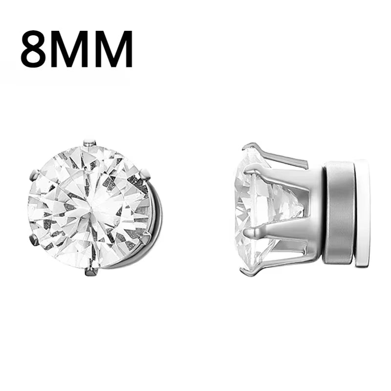 1Pairs Crystal Strong Magnetic Ear Stud Clip Earrings for Men and Women Punk round Zircon Magnet Earrings Non Piercing Jewelry