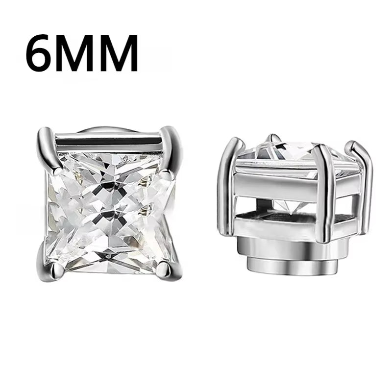1Pairs Crystal Strong Magnetic Ear Stud Clip Earrings for Men and Women Punk round Zircon Magnet Earrings Non Piercing Jewelry