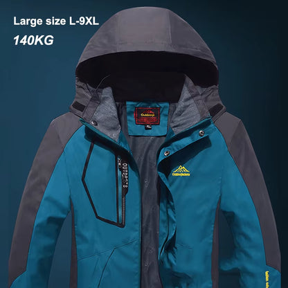 Men'S Waterproof Hiking Jacket Large Size Windproof Windbreaker Camping Hunting Running Trekking Fishing Fleece Coat Men
