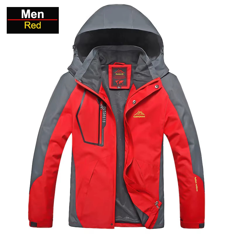 Men'S Waterproof Hiking Jacket Large Size Windproof Windbreaker Camping Hunting Running Trekking Fishing Fleece Coat Men