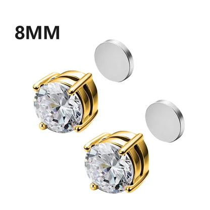 1Pairs Crystal Strong Magnetic Ear Stud Clip Earrings for Men and Women Punk round Zircon Magnet Earrings Non Piercing Jewelry