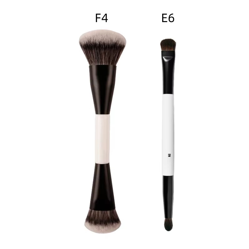 F4 Dual-Ended Foundation Face Brush Double-Ended Powder Blush Contour and Eyeshadow Concealer Makeup Brushes