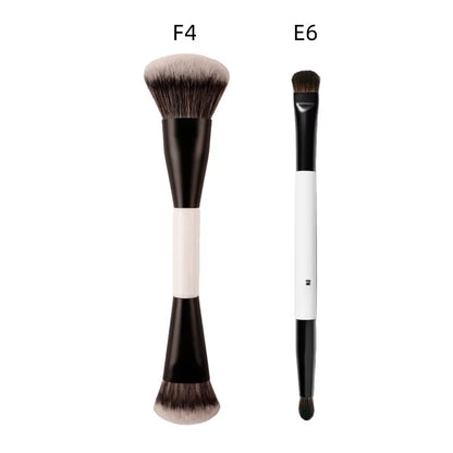 F4 Dual-Ended Foundation Face Brush Double-Ended Powder Blush Contour and Eyeshadow Concealer Makeup Brushes