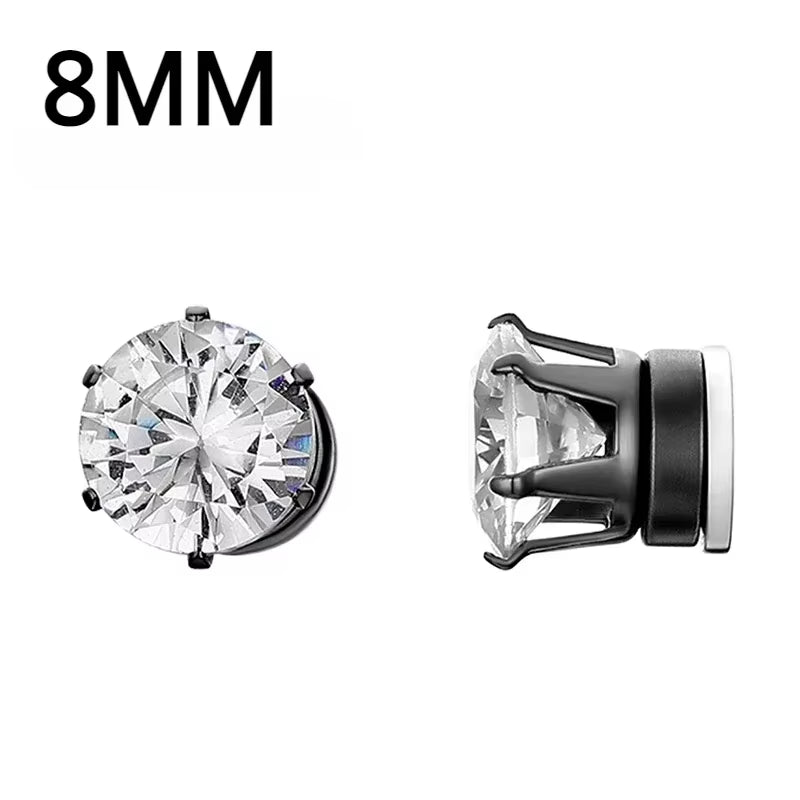 1Pairs Crystal Strong Magnetic Ear Stud Clip Earrings for Men and Women Punk round Zircon Magnet Earrings Non Piercing Jewelry